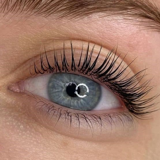 Regard aux cils rehaussés par la méthode coréenne, effet naturel recourbé